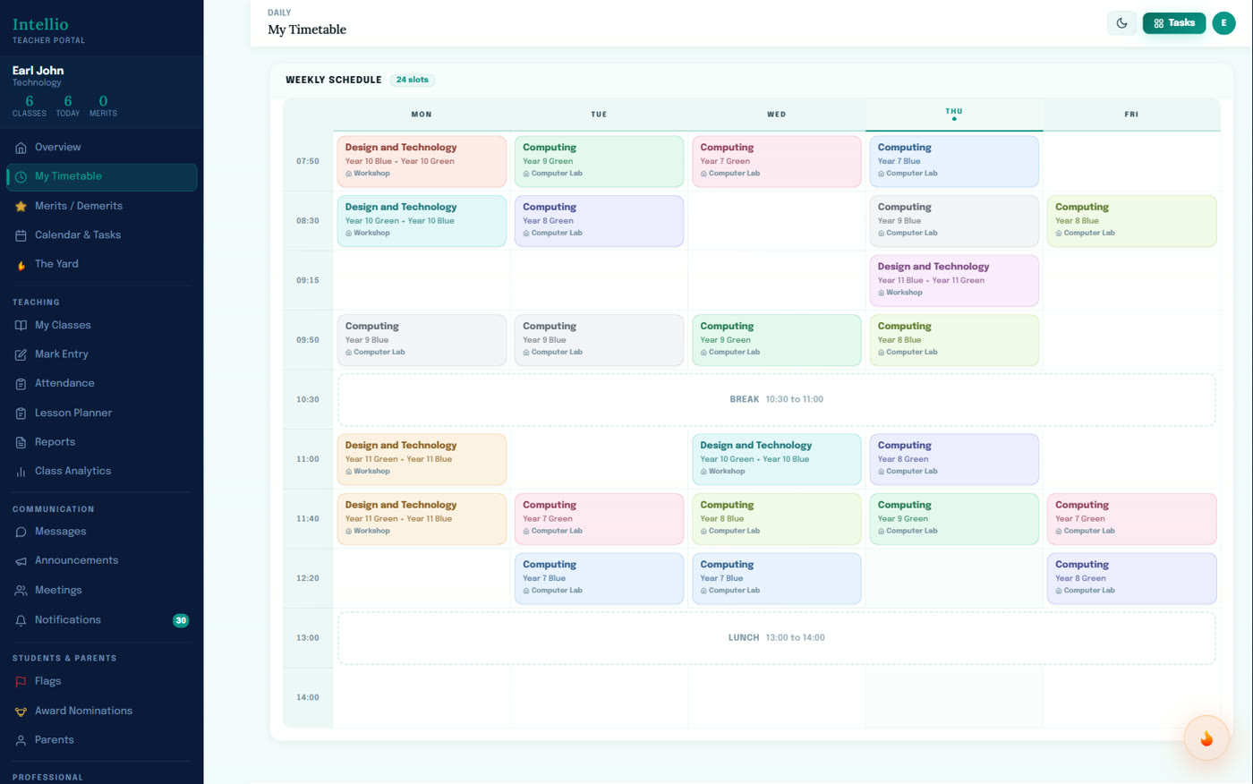 Teacher timetable